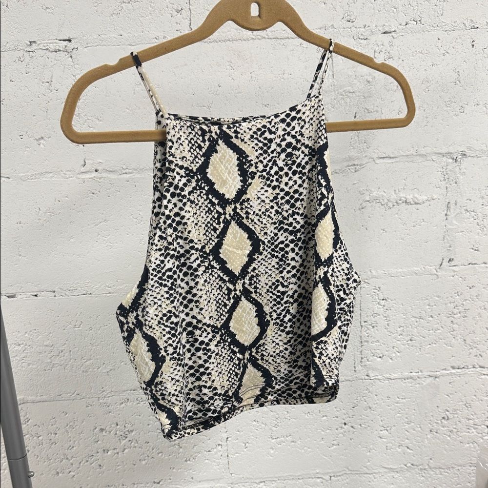 Peach Love California Black and Cream Snake Print Camisole Large - LIKE NEW Tank